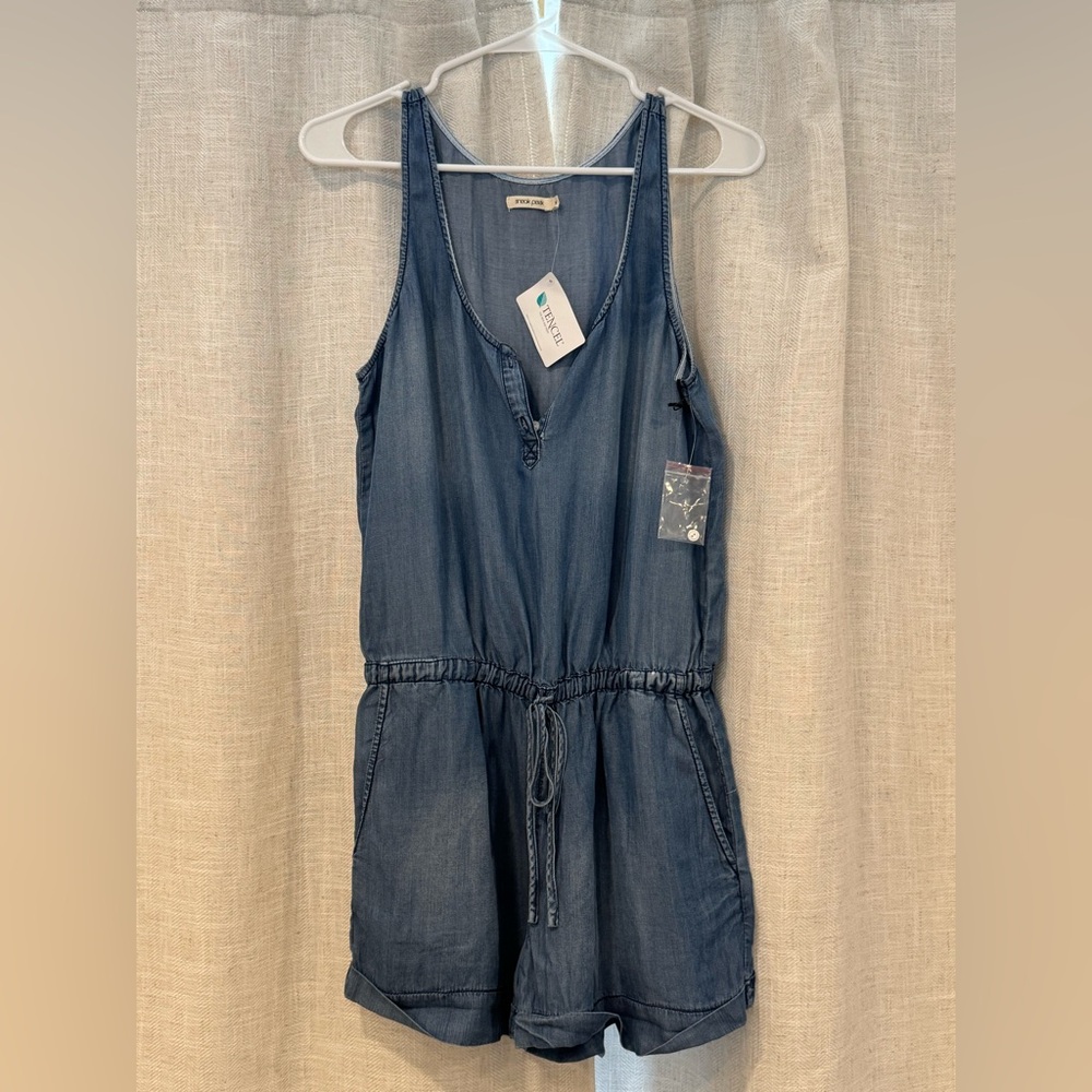 Sneak Peek Light Blue Tencel Romper